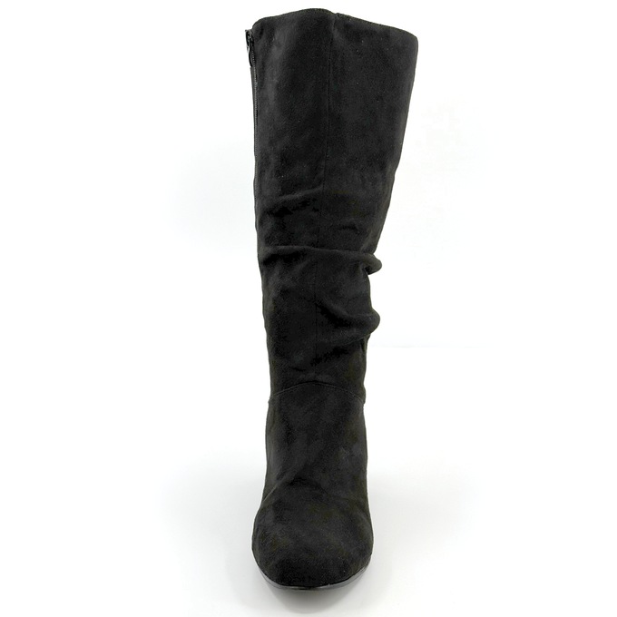 Amanda D'Laurie Tall Scrunch Boot: Rich Suede Look with 1" Wedge Heel, , large