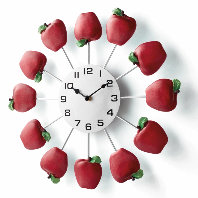 Figural Apple Wall Clock, , large