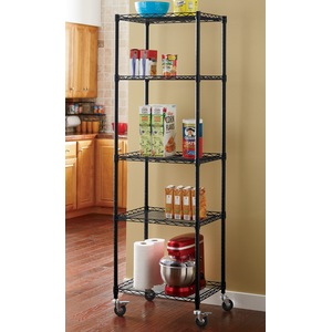 5-Shelf Tower Metal Rolling Rack, , large
