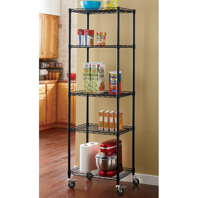 5-Shelf Tower Metal Rolling Rack, , large