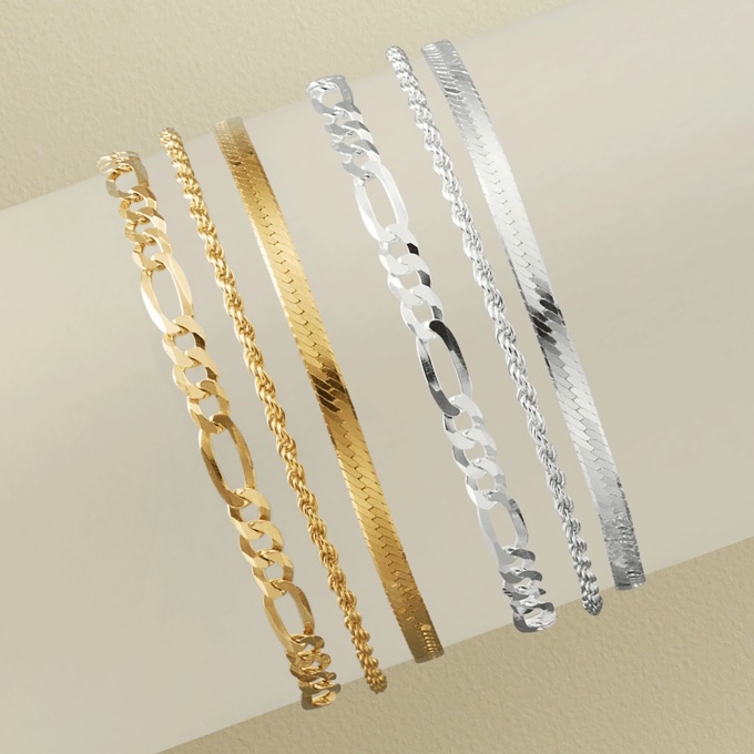3-Piece Chain Bracelet Set, , large