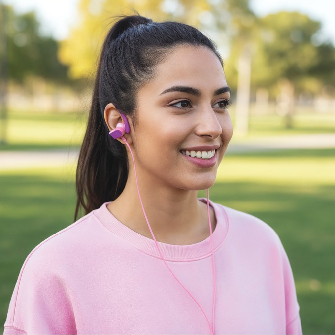 Emerson Fitness Earbuds, Pink, large