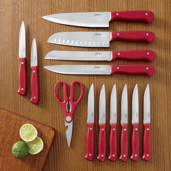 Ginny&#39;s 14-Piece Cutlery Knife Block with Sharpener, Delicious Red, large