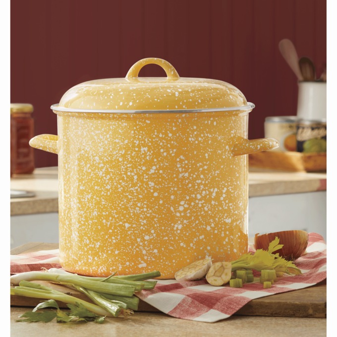 12-Quart Enameled Steel Stockpot & Lid with Speckled Finish, , large