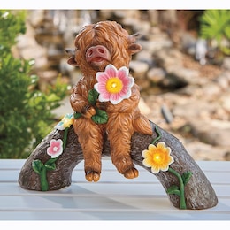 Solar Highland Cow Statue, , large