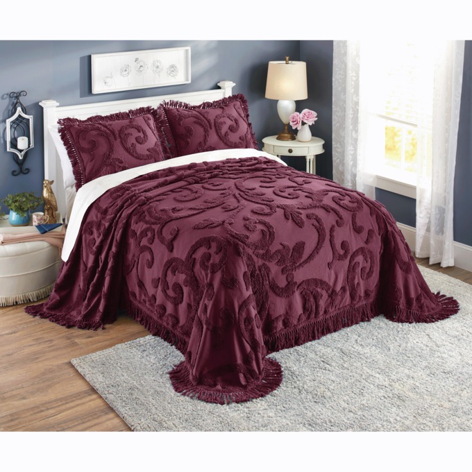 Naomi Chenille Sham, Burgundy, large