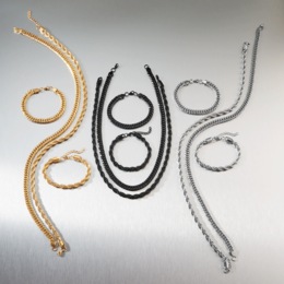 Men&lsquo;s 4-Piece Stainless Steel Chain Necklace/Bracelet Set, , large