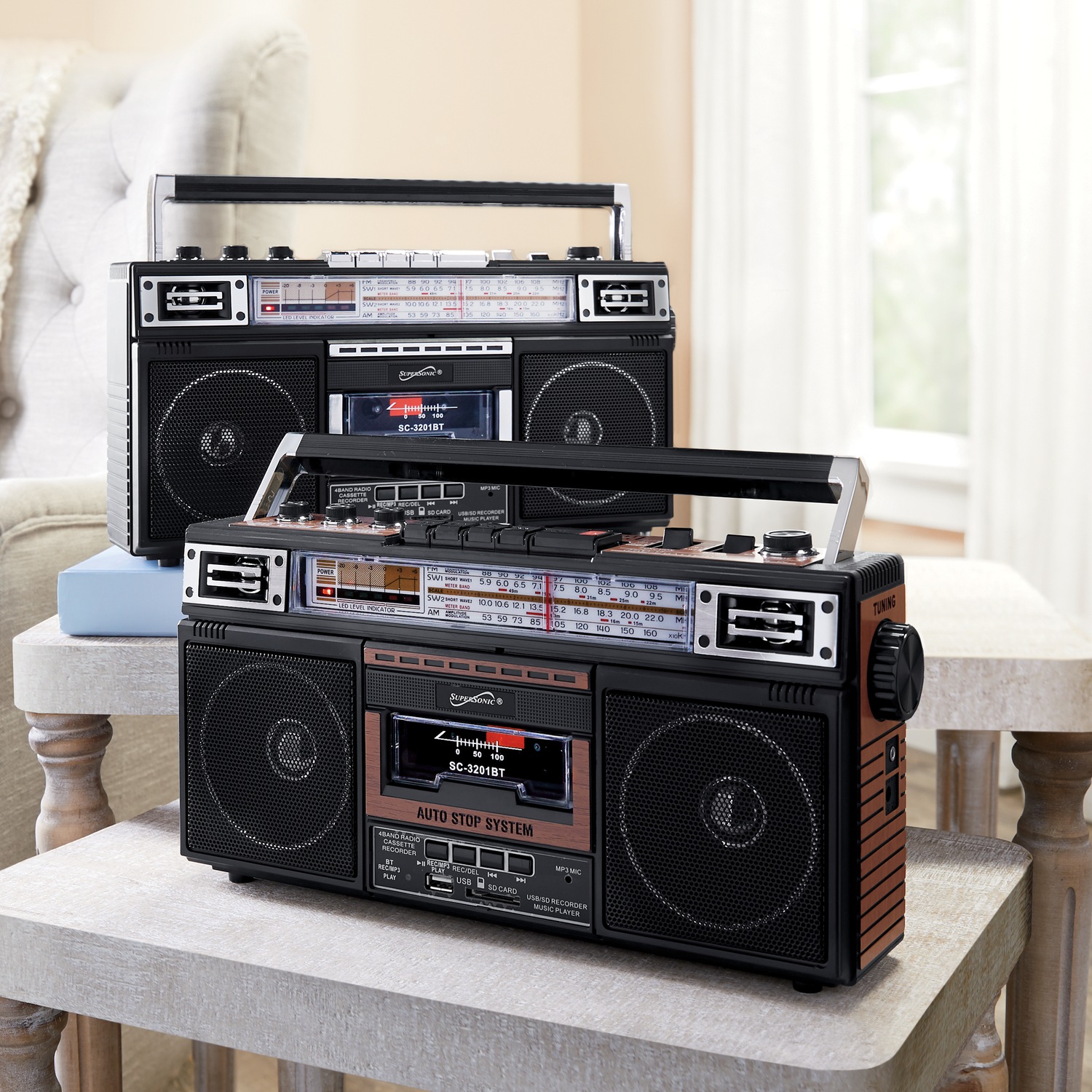 Supersonic® Retro 4-band Radio And Cassette Player With Bluetooth® (wood) :  Target