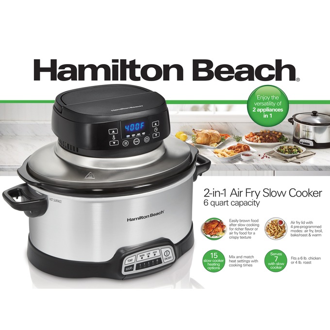 Hamilton Beach 2-In-1 Air Fryer/Slow Cooker, , large