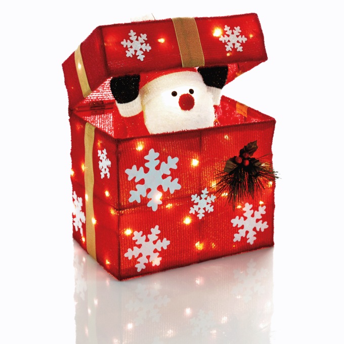 Peekaboo Santa Gift Box Lawn D&eacute;cor, Red, large