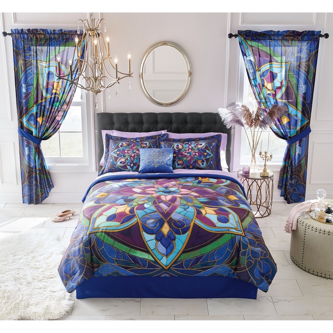 Stained Glass Comforter Set and Decorative Pillow, , large