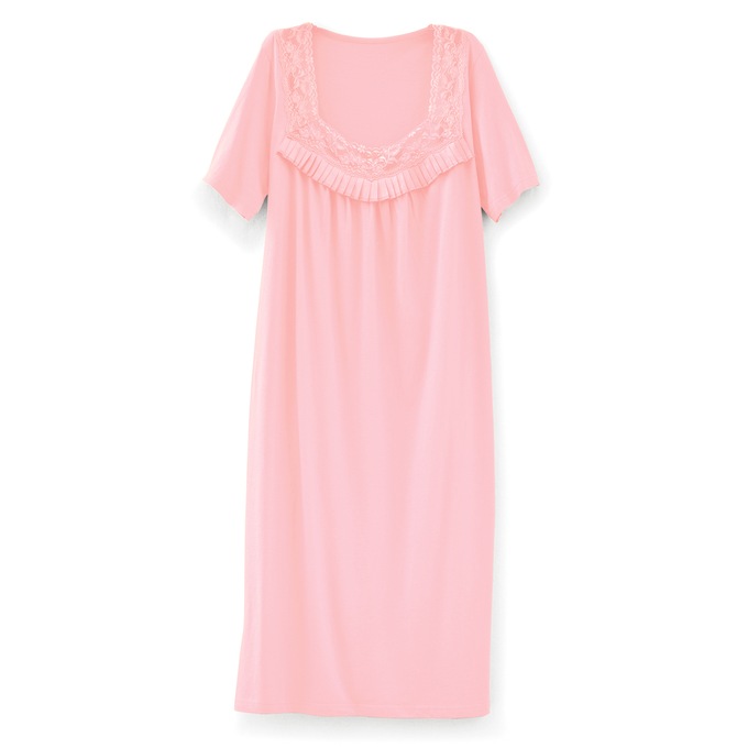 Cotton Knit Gown, Pink, large