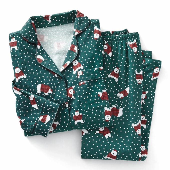 Cozee Corner Printed Flannel Pajamas, , large