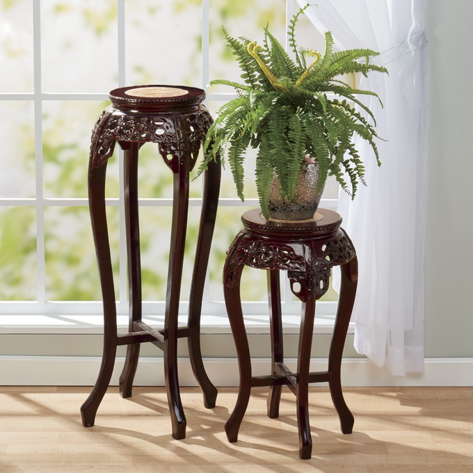 Hand-Carved Genuine Marble Plant Stands, , large