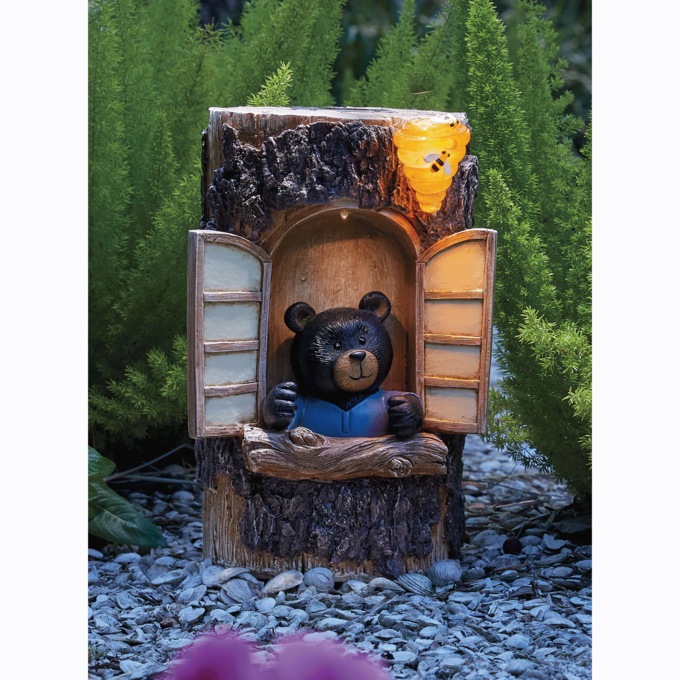 Solar Stump with Bear, , large