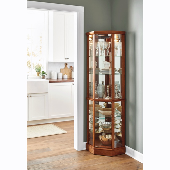 Lit Corner Curio Cabinet, , large