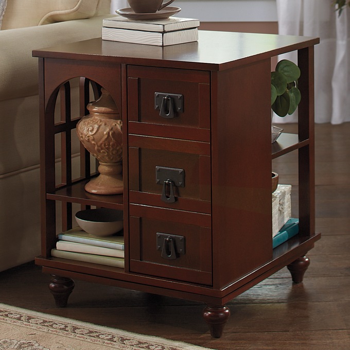 Arched Mission Revolving End Table, , large