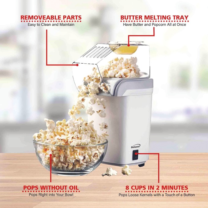 Brentwood 8-Cup Hot Air Popcorn Maker, , large