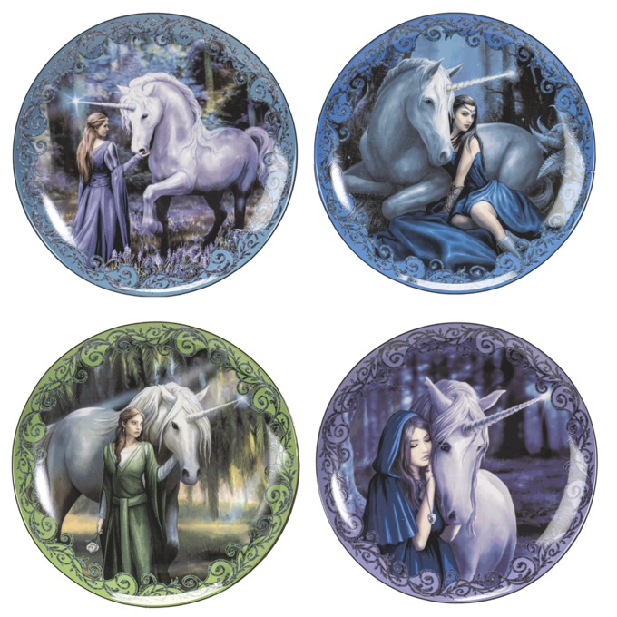 Set of 4 Fantasy Dessert Plates, , large