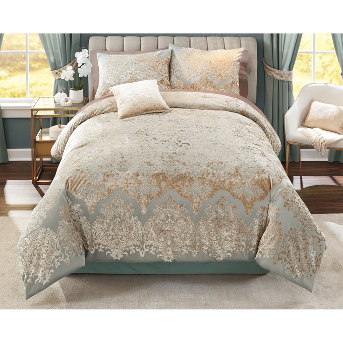 Beverly Velvet Jacquard Comforter Set, , large