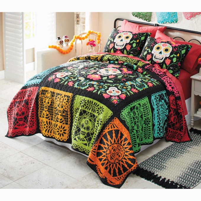 Day of the Dead 3-Piece Quilt Set, , large