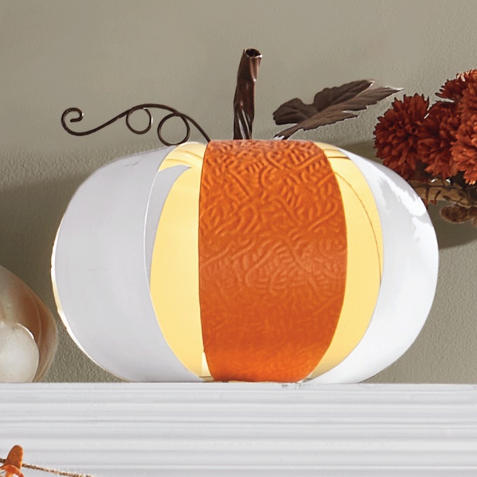 Lit Metal Stamped Pumpkin, , large