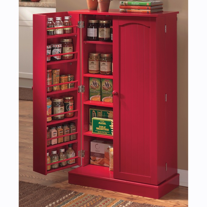 Double Door Pantry, Red, large