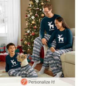 Personalized Pet PJs, Teal Deer, large
