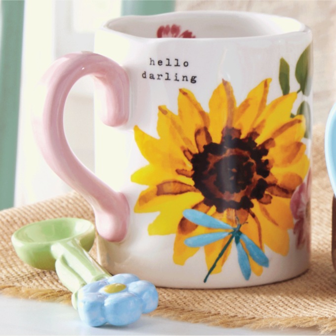 Floral Mug with Spoon, , large