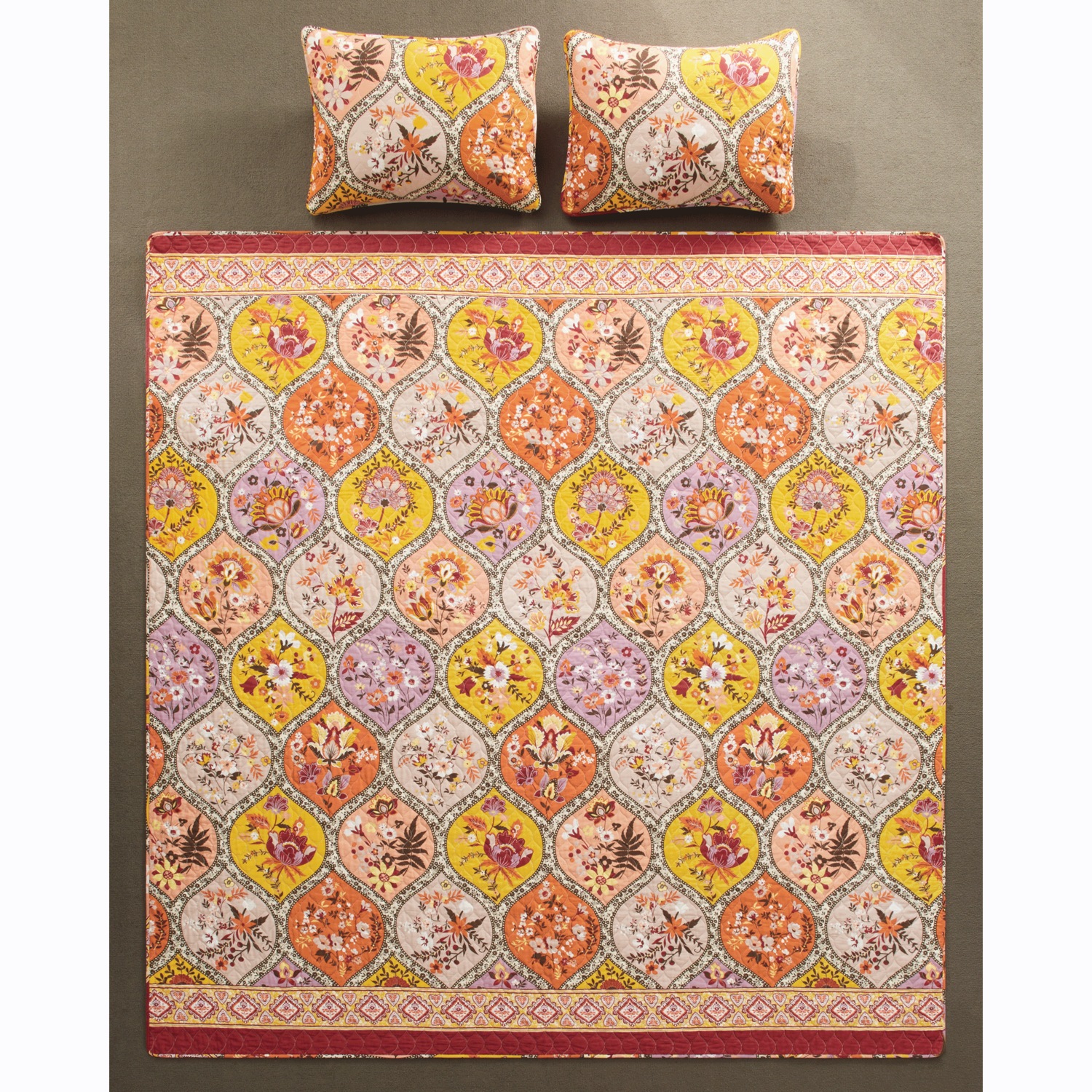FINAL SALE Sham Flower Row Tangerine