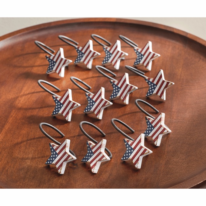 Set of 12 Americana Shower Curtain Hooks, , large