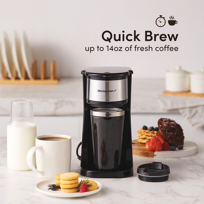 Elite Gourmet 1-Cup Coffee Maker with Mug, , large