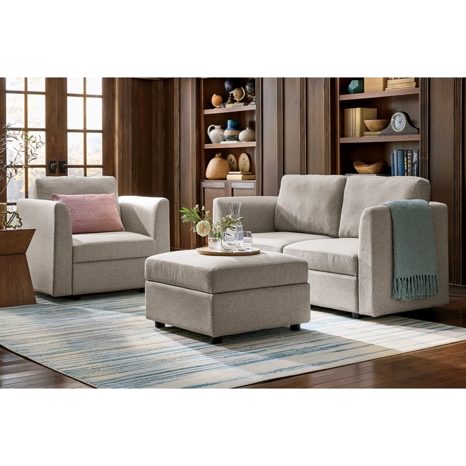 Harrison Sectional Armless Chair with Storage, Beige, large