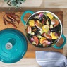 Crock Pot Artisan 7-qt. Enameled Cast Iron Round Dutch Oven with Lid, Teal Ombre, large