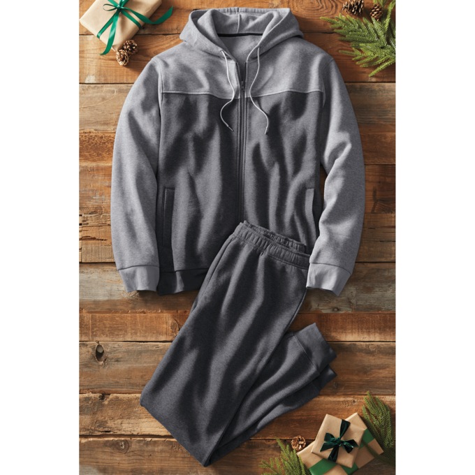 Men&rsquo;s Colorblock Jogger Set with Zip Hoodie and Ribbed-Cuff Pant, , large