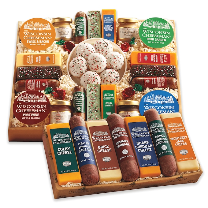 21 Favorites Food Gift Plus Cheese & Summer Sausage Combo by The Wisconsin Cheeseman, , large