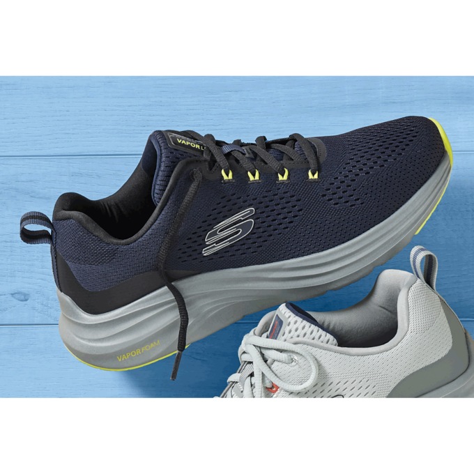 Skechers Men&rsquo;s Vapor Foam Lace-Up Shoe, Navy Lime, large