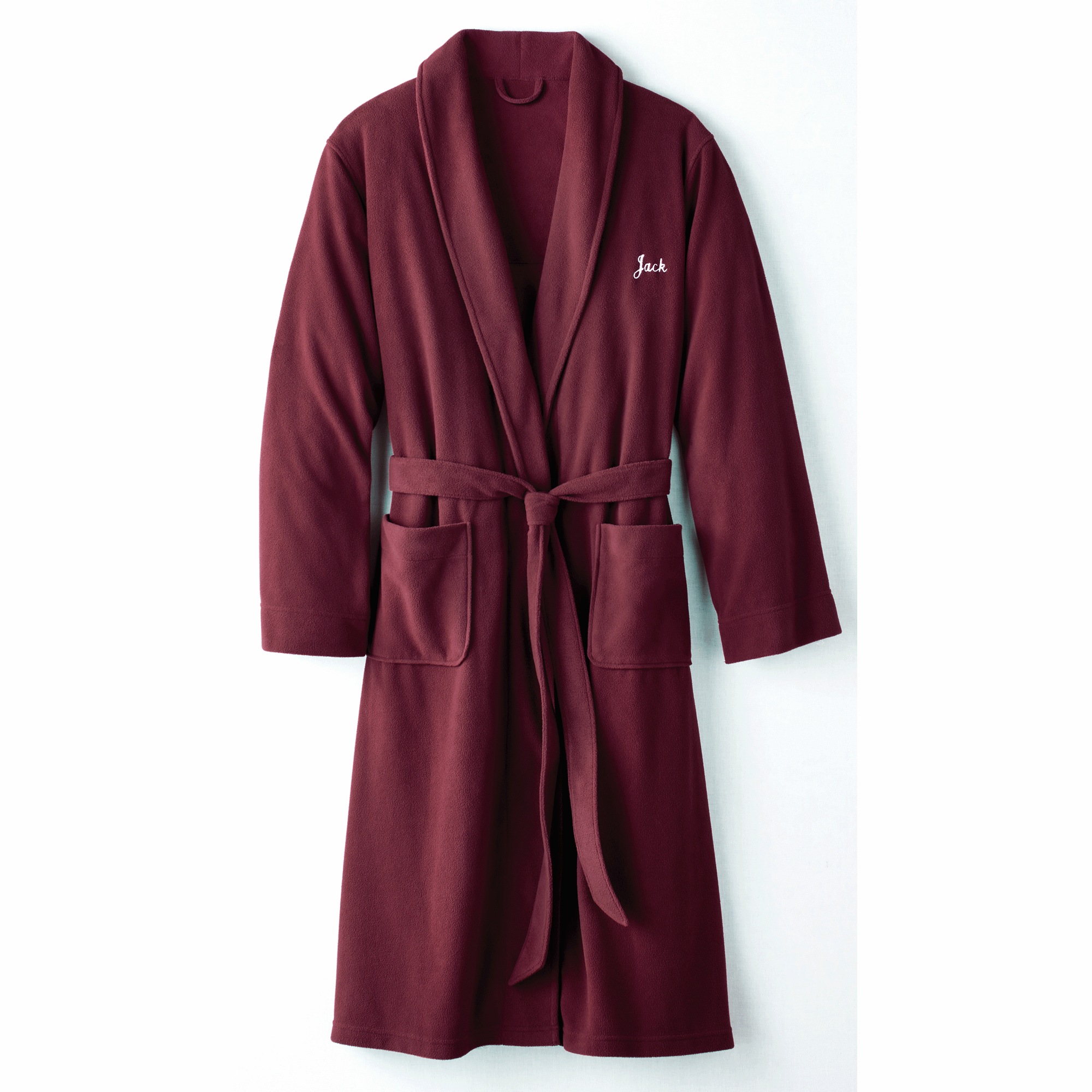 Personalized Fleece Robe, Wine, large