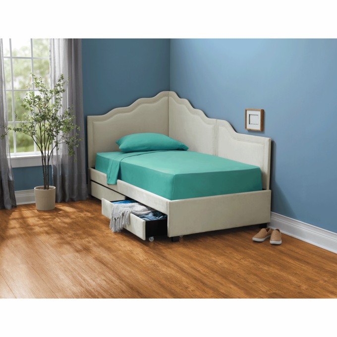 Corner Storage Bed, Ivory, large