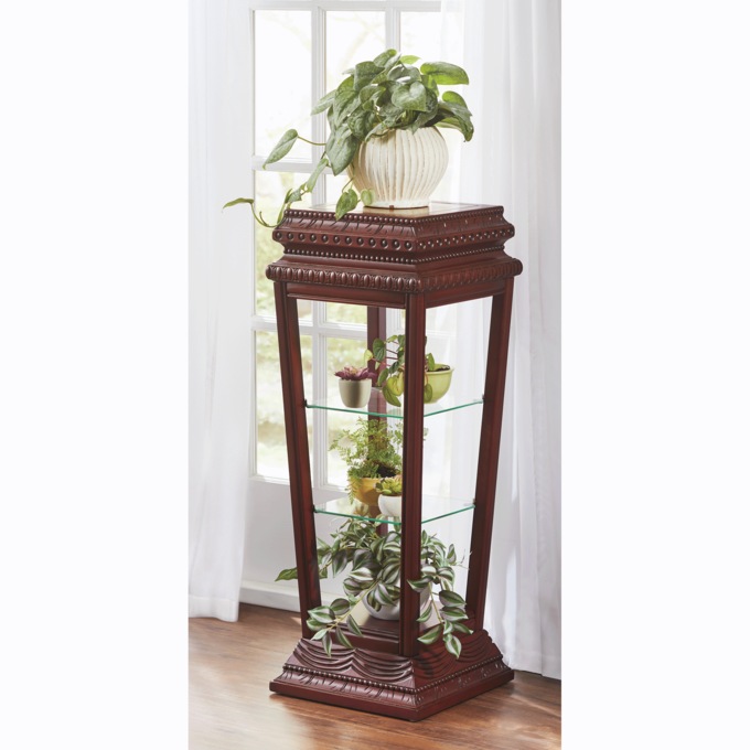 Theo Faux-Marble Plant Stand, , large