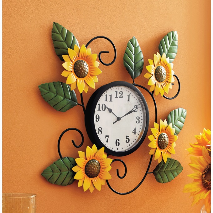 Sunflower Figural Wall Clock, , large
