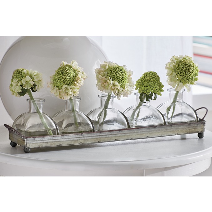 Decorative Metal Tray with Glass Vases, , large