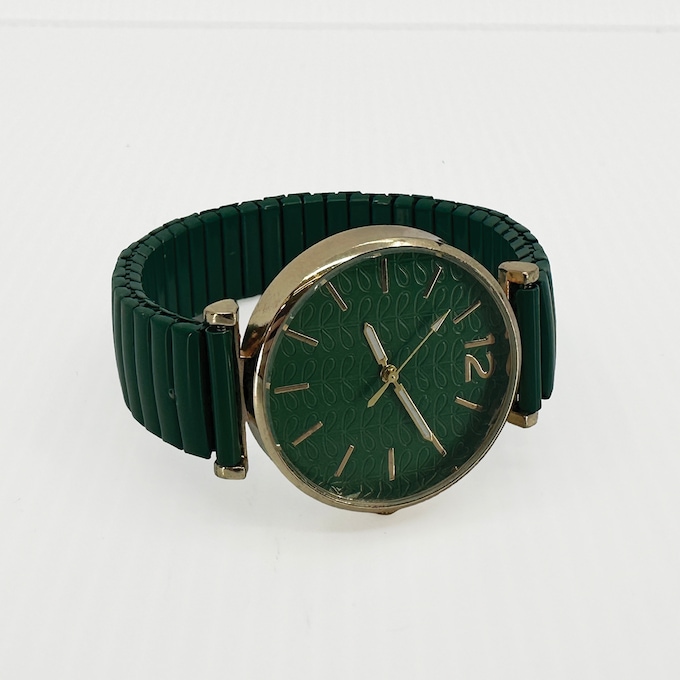Ladies' Embellished Stretch-Band Colorful Watch, Green, large