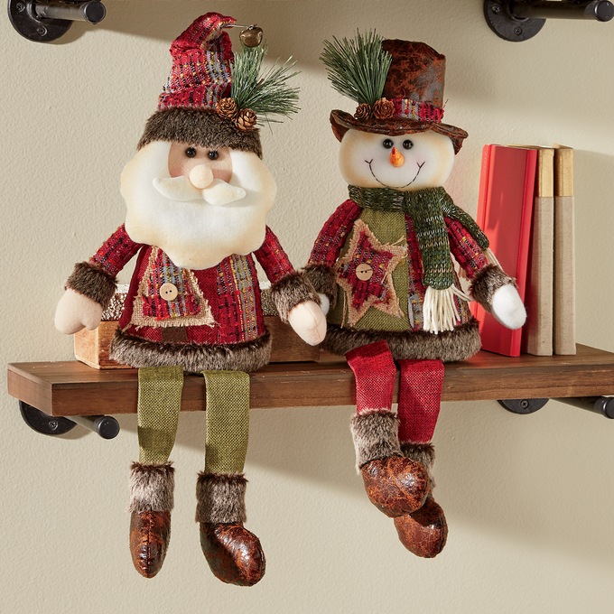 Set of 2 Fabric Holiday Shelf Sitters, , large