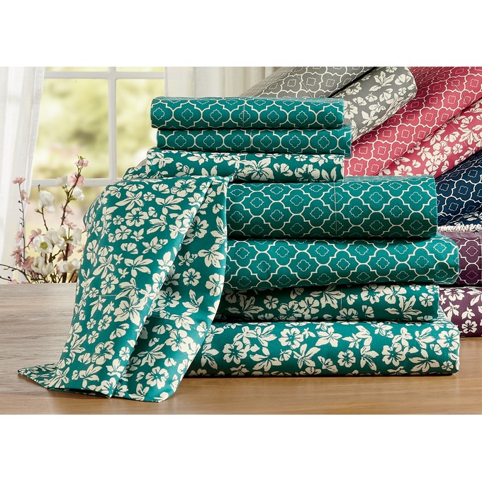 Color Connection 2-Pack Floral and Geo Printed Microfiber Sheet Set, , large
