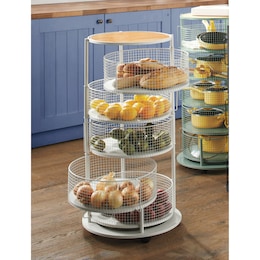 5-Basket Round Rolling Floor Organizer, , large