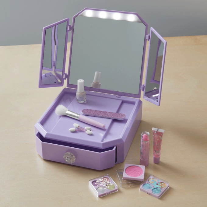 Deluxe Light-Up Mirrored Vanity and Cosmetic Set, , large