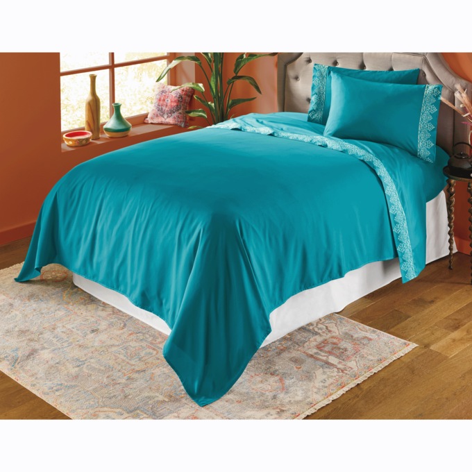 Moroccan-Style Embroidered Hem Sheet Set, , large