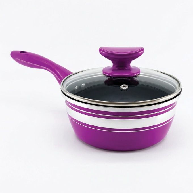 Chef Tested 8-Piece Ceramic Banded Cookware Set by Wards, Purple, large