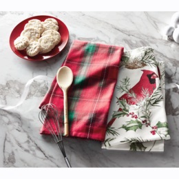 2-Pack Cardinal and Plaid Kitchen Towels, , large